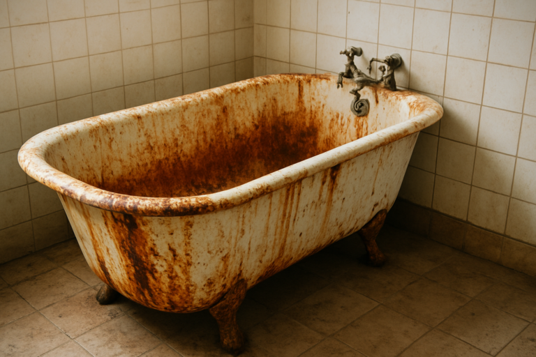 Baignoire en fonte qui rouille : causes, solutions et prévention