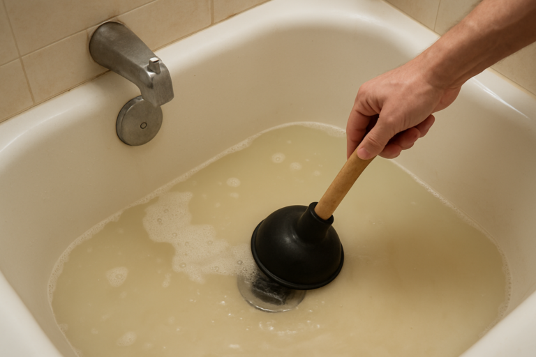 Solutions pour une baignoire bouchée : évacuation lente et nettoyage de la tuyauterie